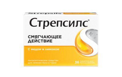 СТРЕПСИЛС таблетки со вкусом меда и лимона N36