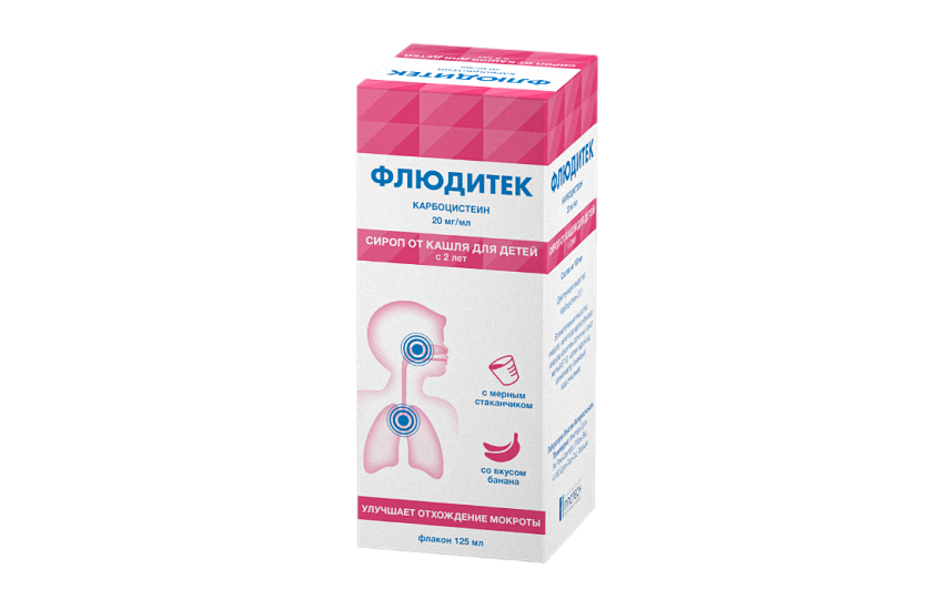 ФЛЮДИТЕК сироп со вкусом банана 125мл 20мг/мл