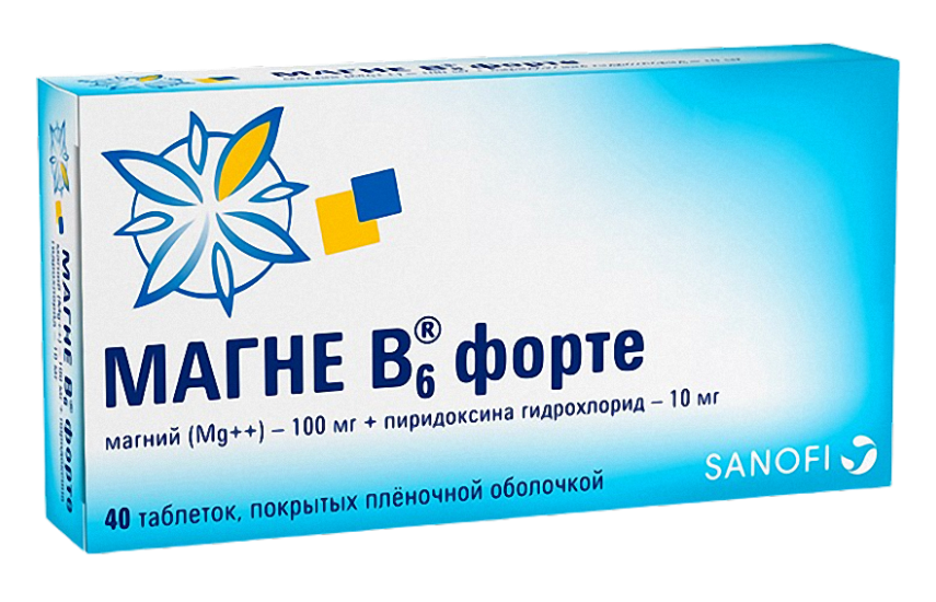 МАГНЕ В6 ФОРТЕ таблетки 100мг/10мг N40